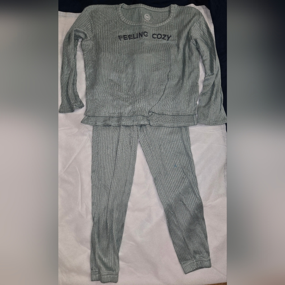 Wonder Nation Kids Ribbed "Feeling Cozy" Set in Sage